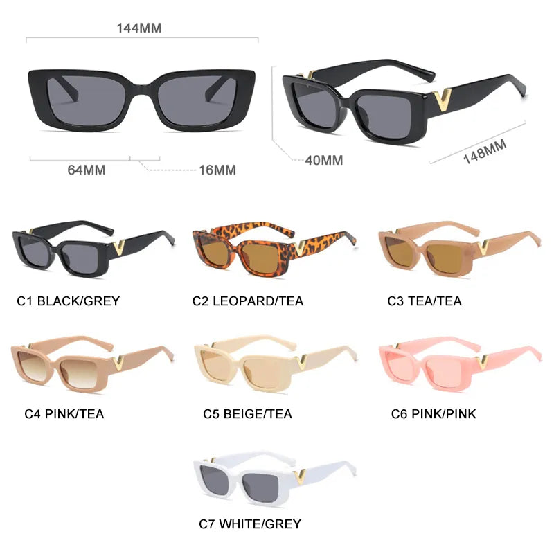 Fashion Cat Eye Sunglasses Women Luxury V Sun Glasses For Ladies Classic Rectangle Driving Shades Outdoor Traveling UV400