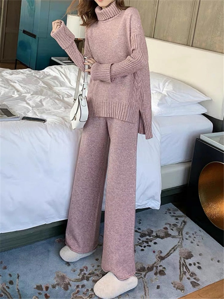 Autumn Winter 2 Pieces Women Sets Knitted Tracksuit 2023