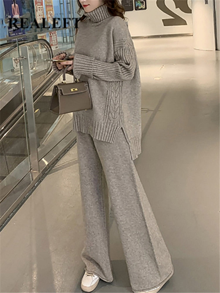 Autumn Winter 2 Pieces Women Sets Knitted Tracksuit 2023