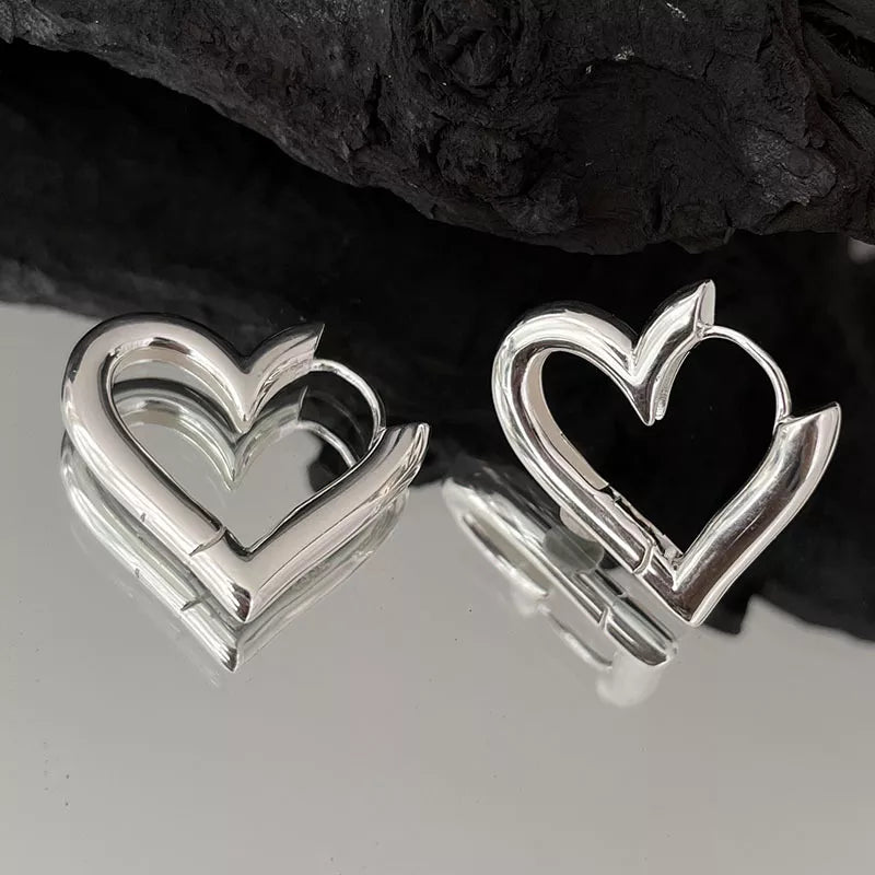 925 Sterling Silver Vintage Heart Earrings For Women Trendy Earring Jewelry Prevent Allergy Party Accessories