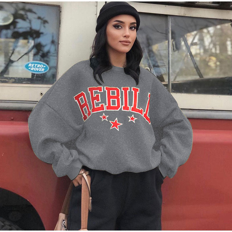 Sweatshirt Fleece Long Sleeve Loose Female Top Pullover 2023