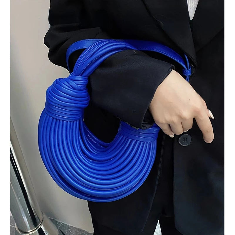 Handbags for Women New in Gold Luxury Designer Brand Handwoven Noodle Bags Rope Knotted Pulled Hobo Silver Evening Clutch