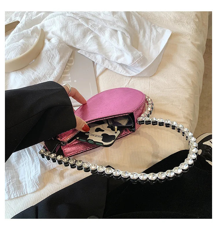 Diamond Evening Clutch Bags Women Designer Chic Rhinestone Acrylic Handle Purse For Wedding Party Luxury