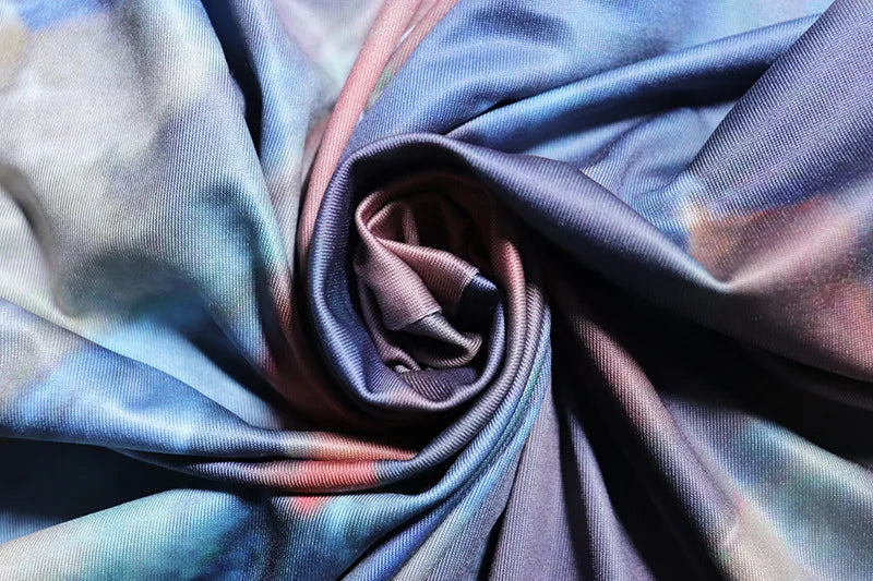 Casual Sexy O-neck Tie Dye Printed Bodycon Party Dress for Women Streetwear 2024 Spring Ladies Nightclub Mid-calf Vestidos