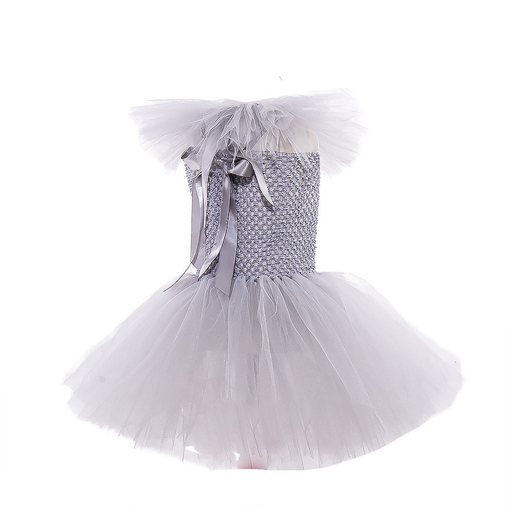Halloween Costume For Kids Gray Girls Tutu Scary Clown Costume Girl 2-12Y
