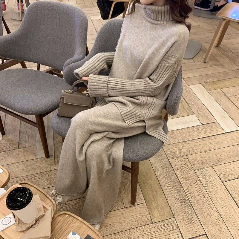 Autumn Winter 2 Pieces Women Sets Knitted Tracksuit 2023