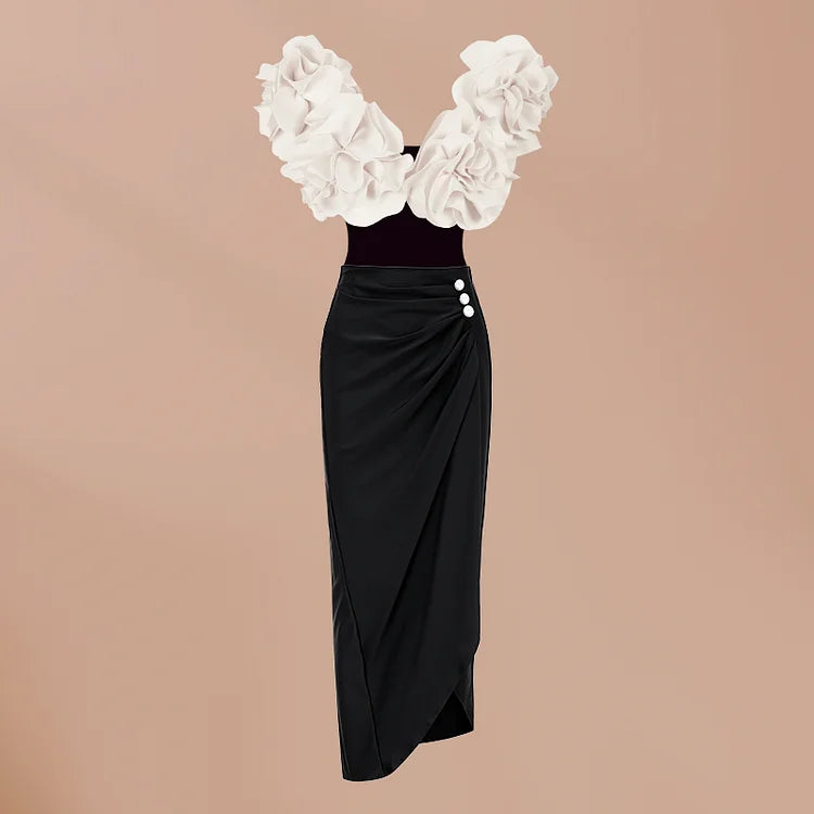 2024 New Swimsuit 3D Flower Black One Piece Beachwear Luxury Bathing Suit Sexy Bikini two piece