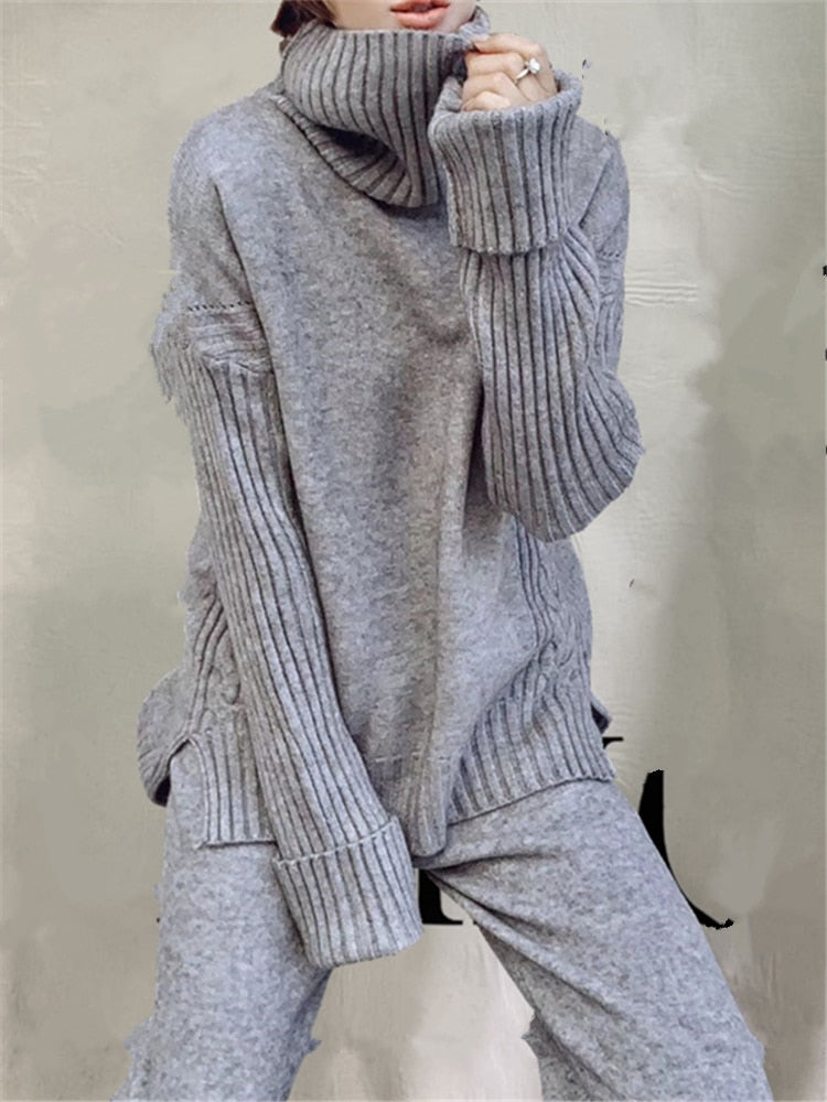 Autumn Winter 2 Pieces Women Sets Knitted Tracksuit 2023
