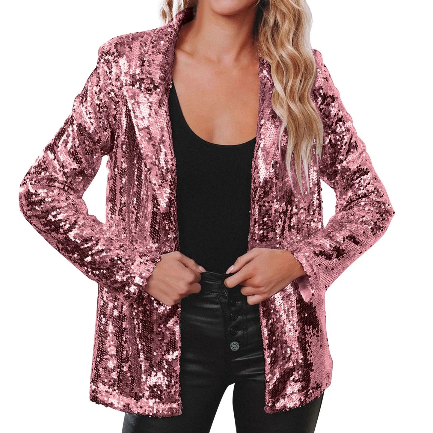 Autumn Basic Jacket Women Sequin Coats Outfits Casual Ladies Outerwear