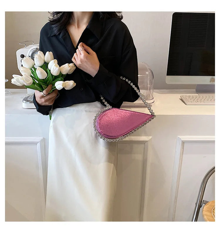 Diamond Evening Clutch Bags Women Designer Chic Rhinestone Acrylic Handle Purse For Wedding Party Luxury