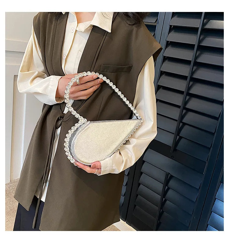 Diamond Evening Clutch Bags Women Designer Chic Rhinestone Acrylic Handle Purse For Wedding Party Luxury