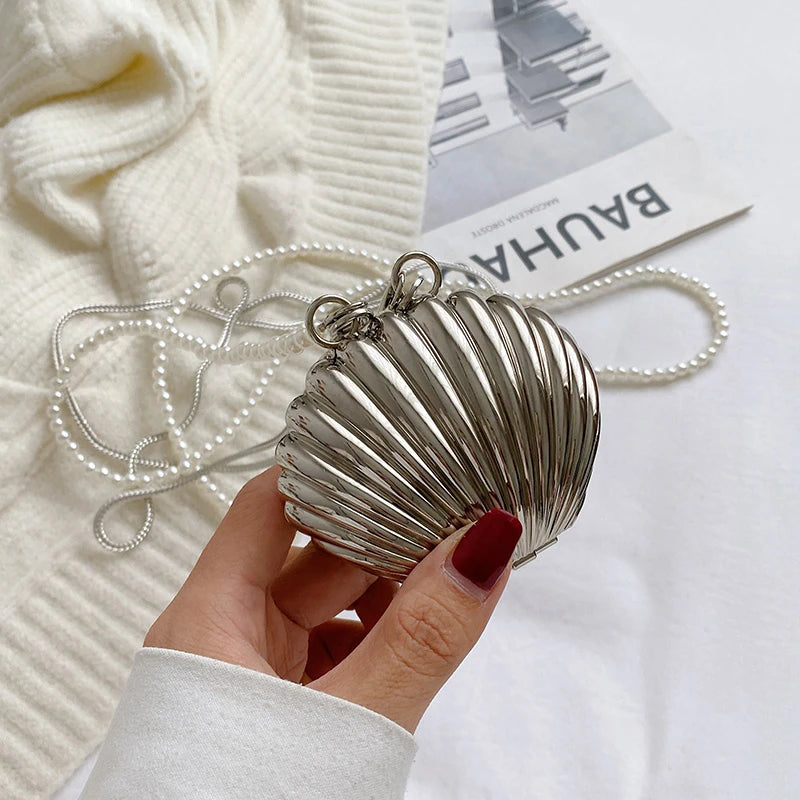 New Summer Lipstick Bags For Women Fashion Pearl Mini Purse Crossbody Bag High Quality Gold Shell Bag Designer Shoulder Bag