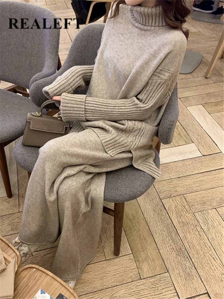 Autumn Winter 2 Pieces Women Sets Knitted Tracksuit 2023