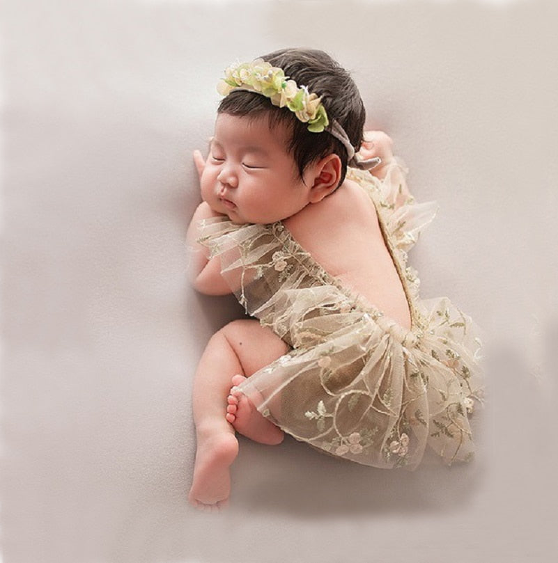 Newborn Photography Props Hat Baby Lace Romper