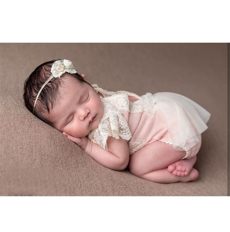 Newborn Photography Props Hat Baby Lace Romper