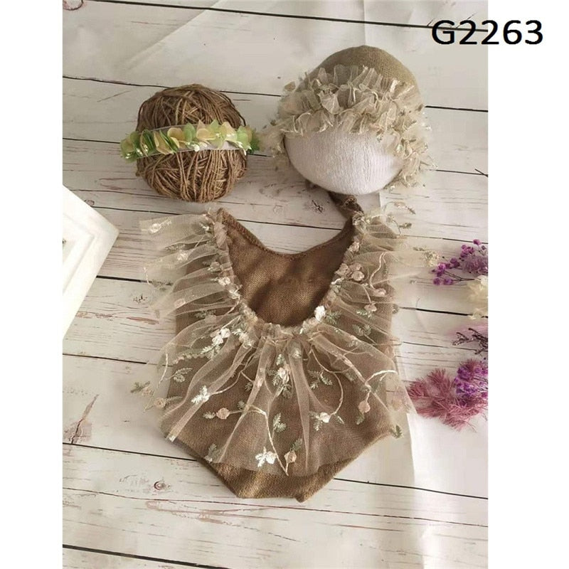 Newborn Photography Props Hat Baby Lace Romper