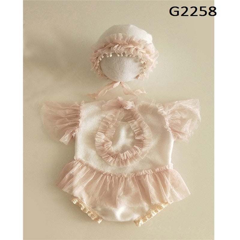 Newborn Photography Props Hat Baby Lace Romper