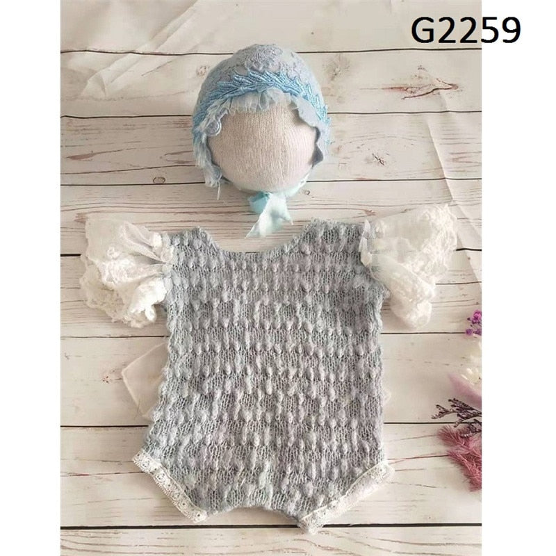 Newborn Photography Props Hat Baby Lace Romper