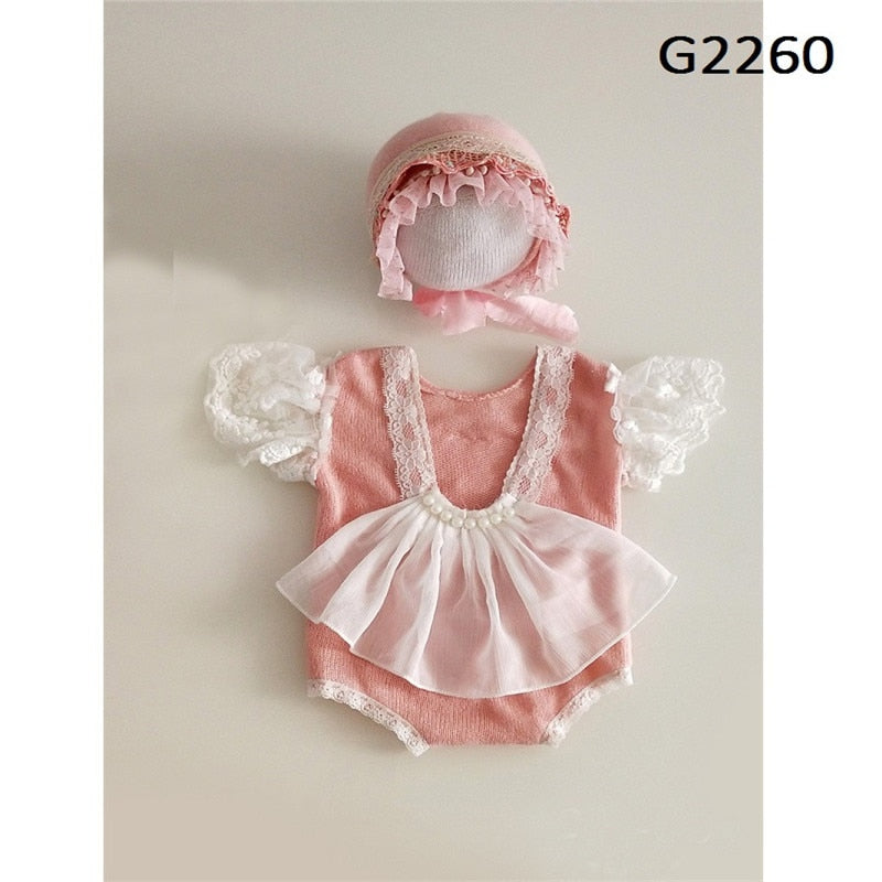 Newborn Photography Props Hat Baby Lace Romper