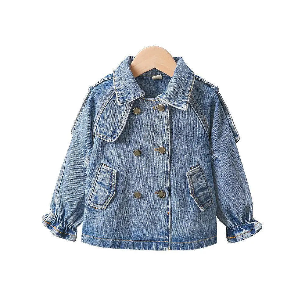 Spring Children's Denim Jackets Girl Jean Embroidery Jackets Girls Kids clothing baby Lace coat Casual outerwear Windbreaker