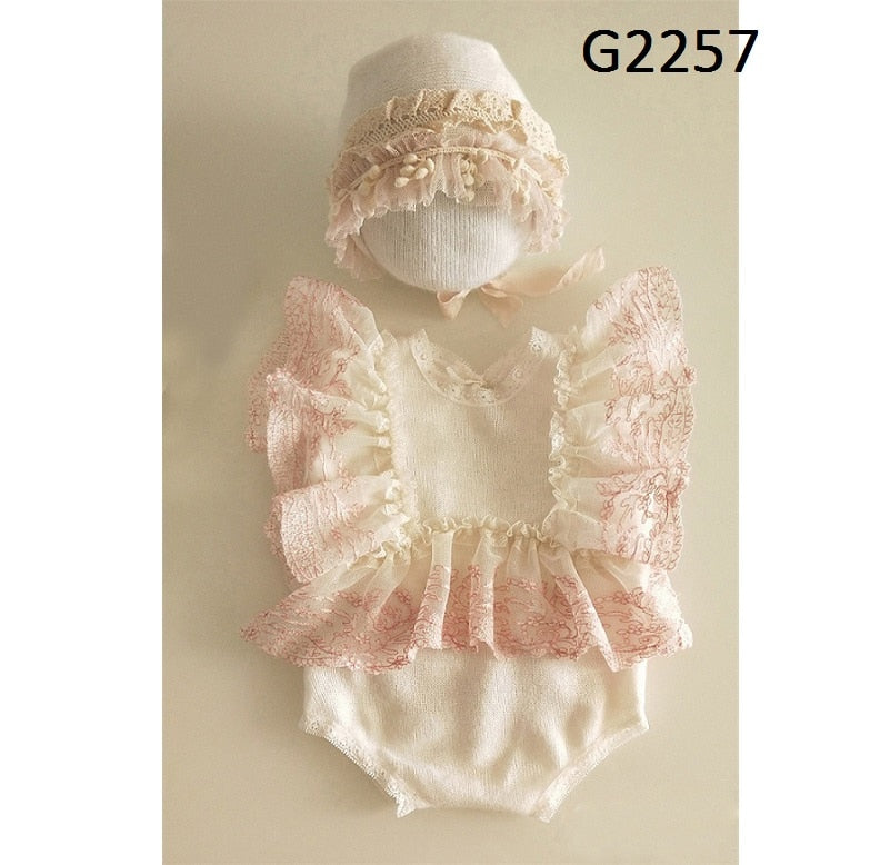 Newborn Photography Props Hat Baby Lace Romper