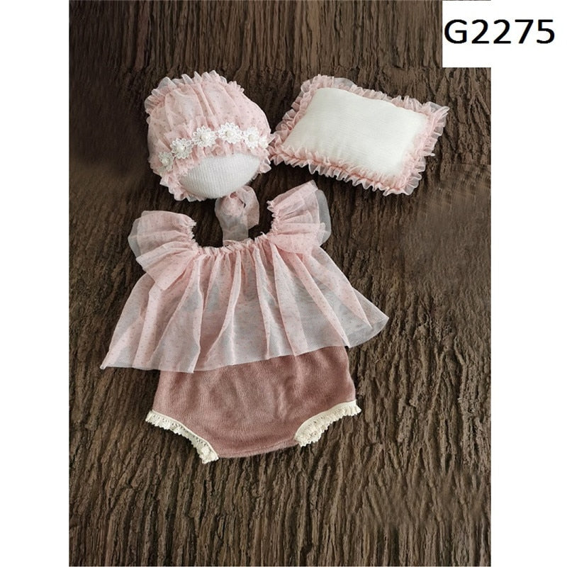 Newborn Photography Props Hat Baby Lace Romper