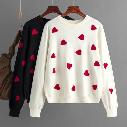 New Valentine's Day Love Pullover Women's Knitted Sweater Loose Sweater for Women