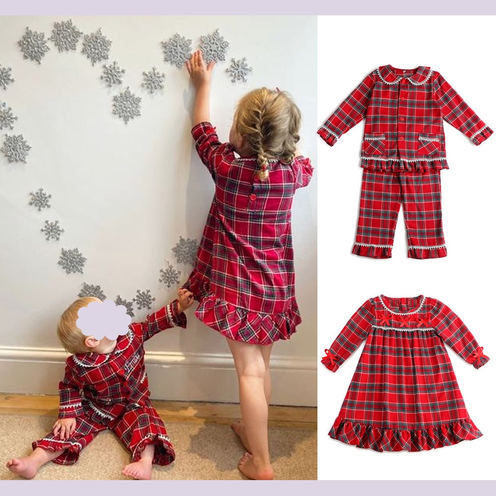 Boy-Girl Pjs Button Up Family Matching Pajamas Xmas