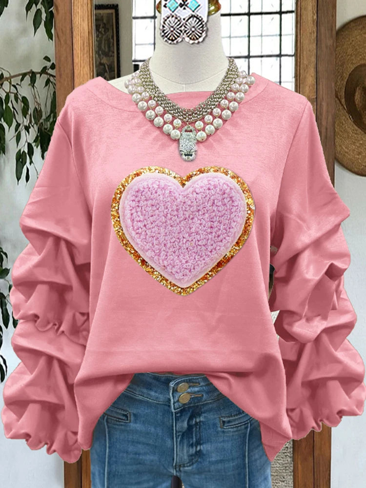 Classic Contrast Heart Valentine's Day Sweatshirt