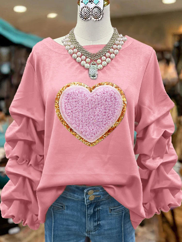 Classic Contrast Heart Valentine's Day Sweatshirt