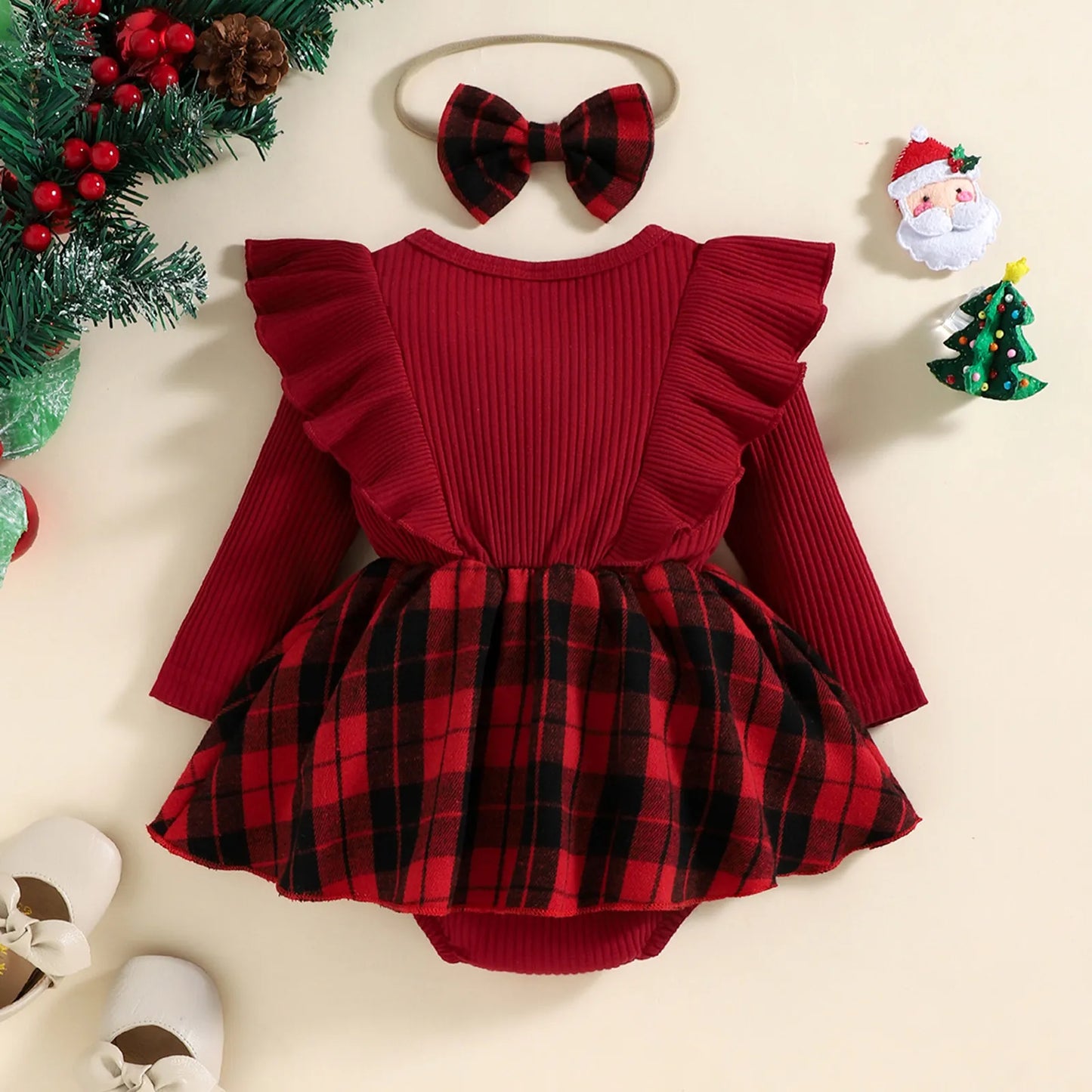 Baby 0-24M Christmas Girl Red Romper Xmas