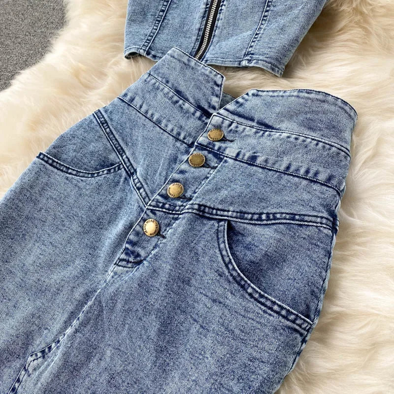 Denim Skirt Set Women