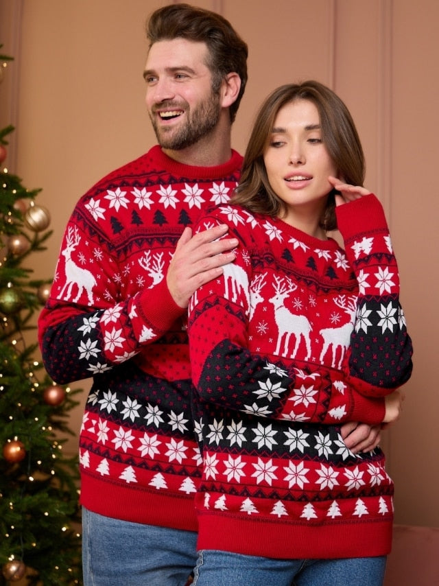 New Year Clothes Mom-Dad-Kids Matching Sweaters Christmas Family Couples