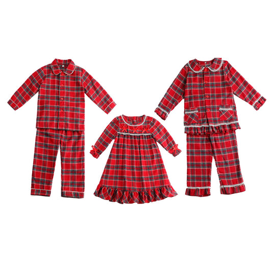 Boy-Girl Pjs Button Up Family Matching Pajamas Xmas