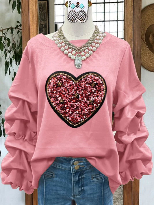 Classic Contrast Heart Valentine's Day Sweatshirt