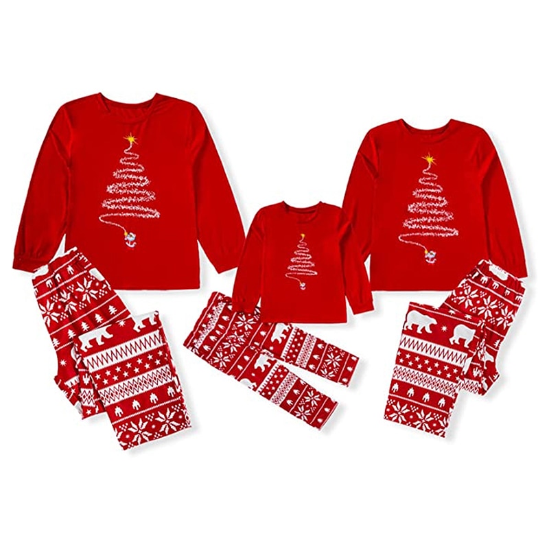 Couple Family Christmas-New year Pajamas mom-dad-kids-dog