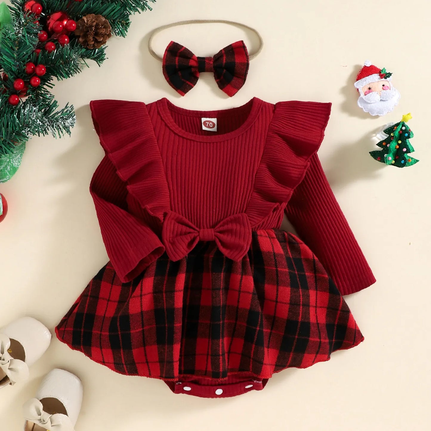 Baby 0-24M Christmas Girl Red Romper Xmas