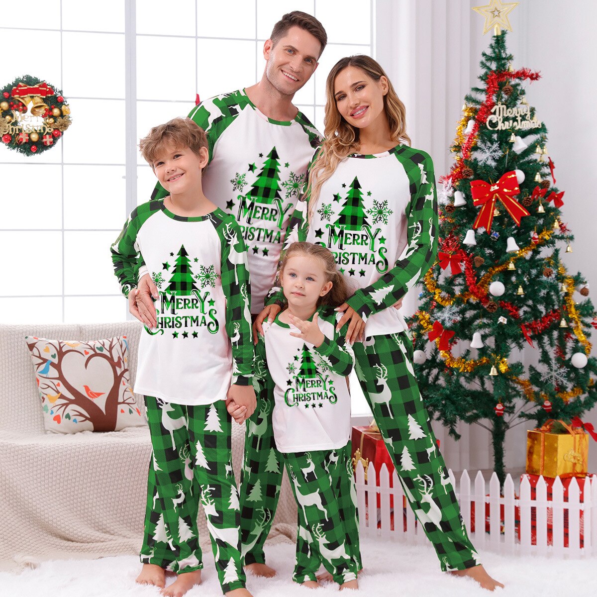 Christmas Family Matching Outfits Mom-Dad- Kids 2 Pieces Pjs Set