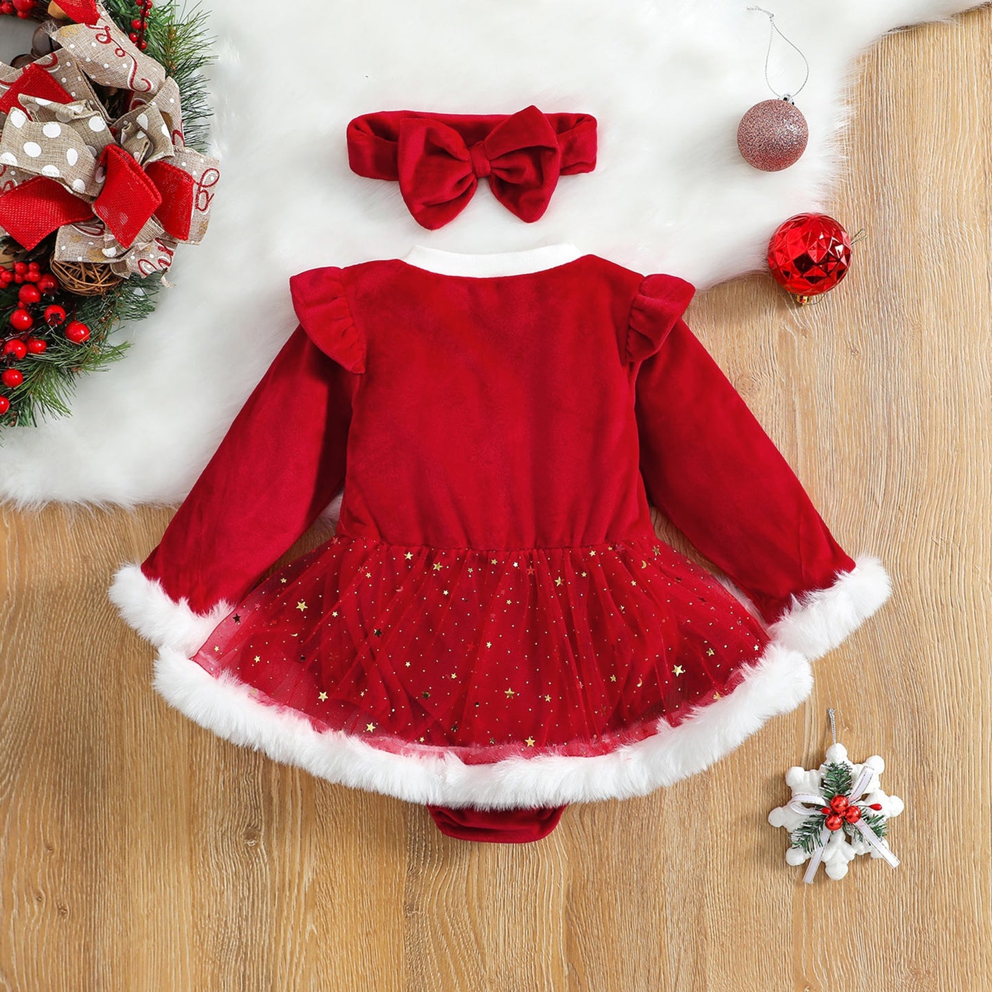 0-24M Christmas Baby Red Romper  Xma-New Year Costumes