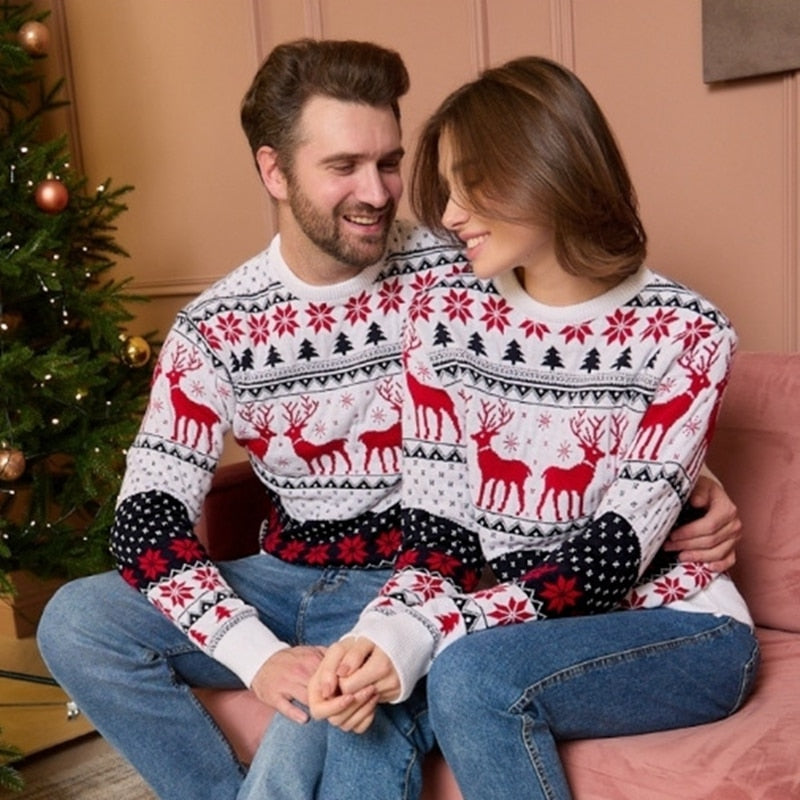 New Year Clothes Mom-Dad-Kids Matching Sweaters Christmas Family Couples