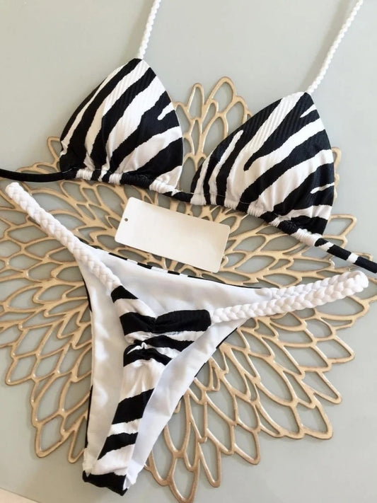 Bikini High Waist Swimsuit Sexy Thong Bikini Set Zebra Print Women Brazilian Swimwear New Bikini Swim Bathing Suits Women