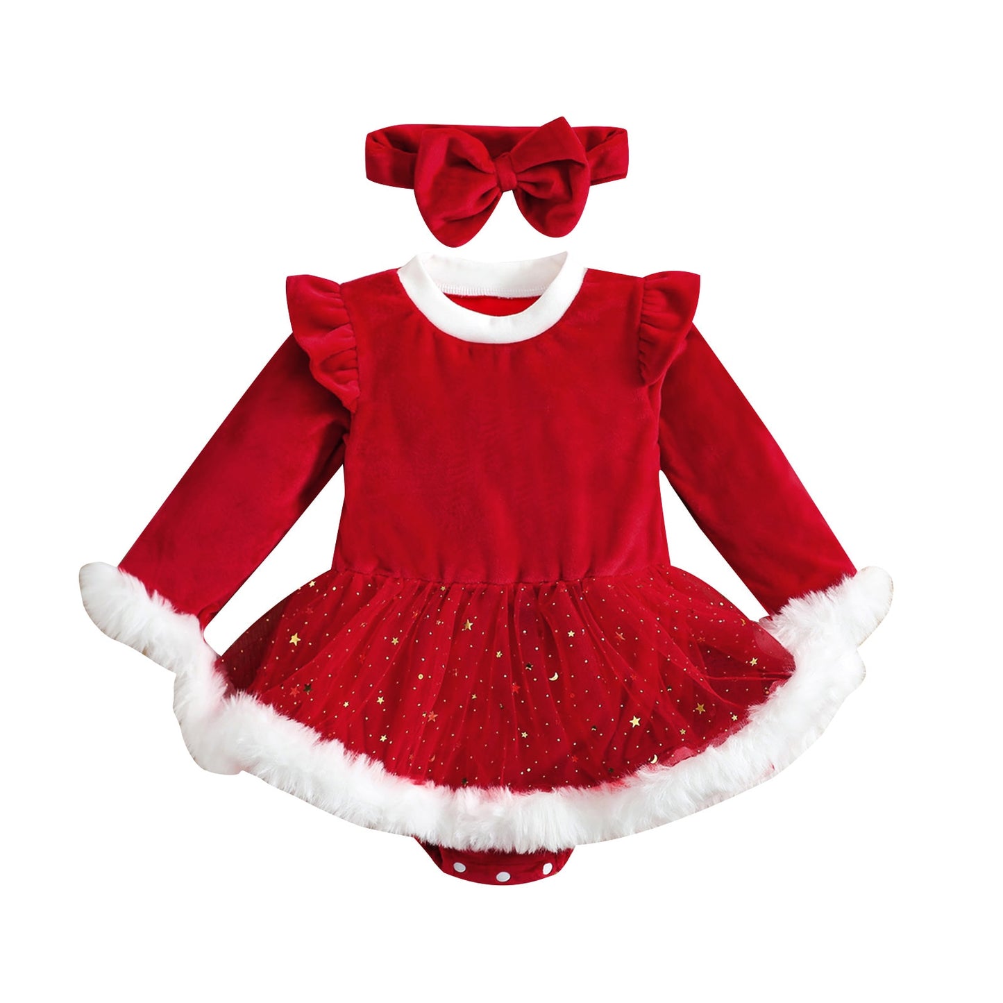 0-24M Christmas Baby Red Romper  Xma-New Year Costumes