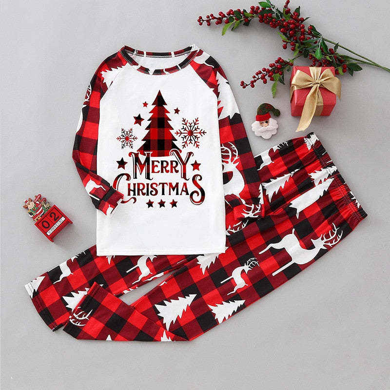 Christmas Family Matching Outfits Mom-Dad- Kids 2 Pieces Pjs Set