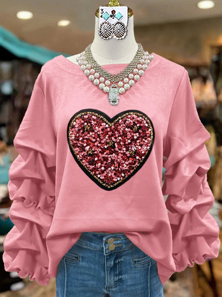 Classic Contrast Heart Valentine's Day Sweatshirt