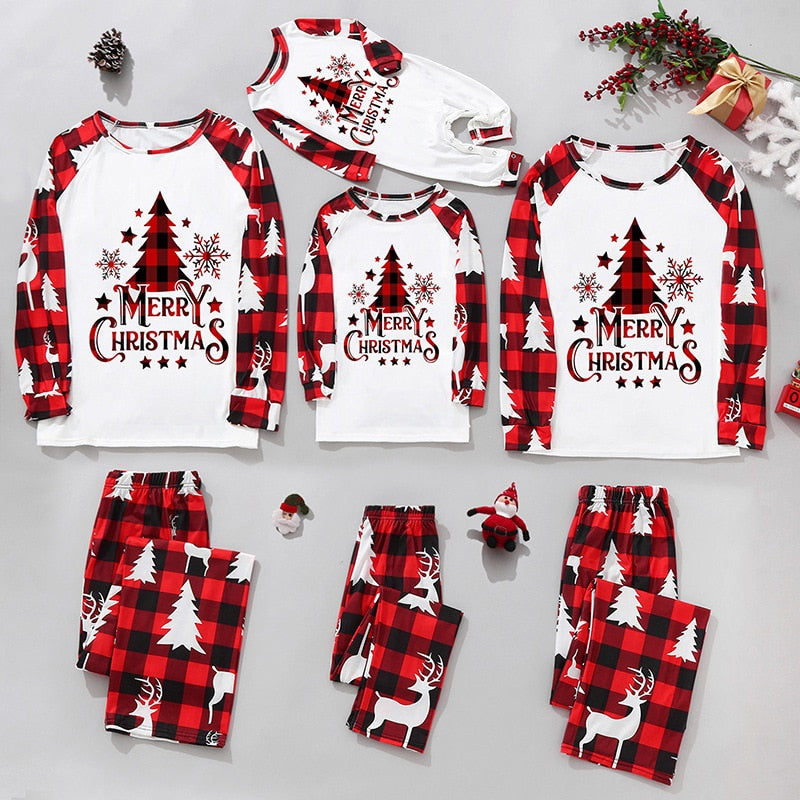 Christmas Family Matching Outfits Mom-Dad- Kids 2 Pieces Pjs Set