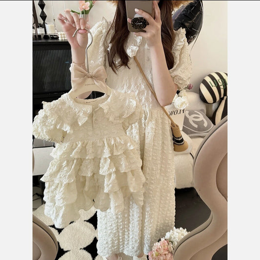 Mother Kids Family Matching Clothes Summer 2023 Korea Ruffle Mother Daughter Dresses Family Look Girl Dress Mommy And Me Clothes