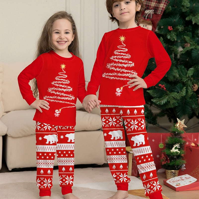 Couple Family Christmas-New year Pajamas mom-dad-kids-dog