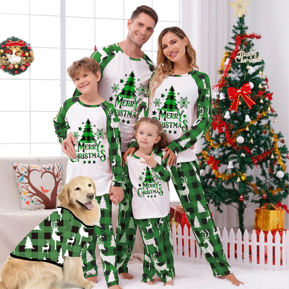 Christmas Family Matching Outfits Mom-Dad- Kids 2 Pieces Pjs Set