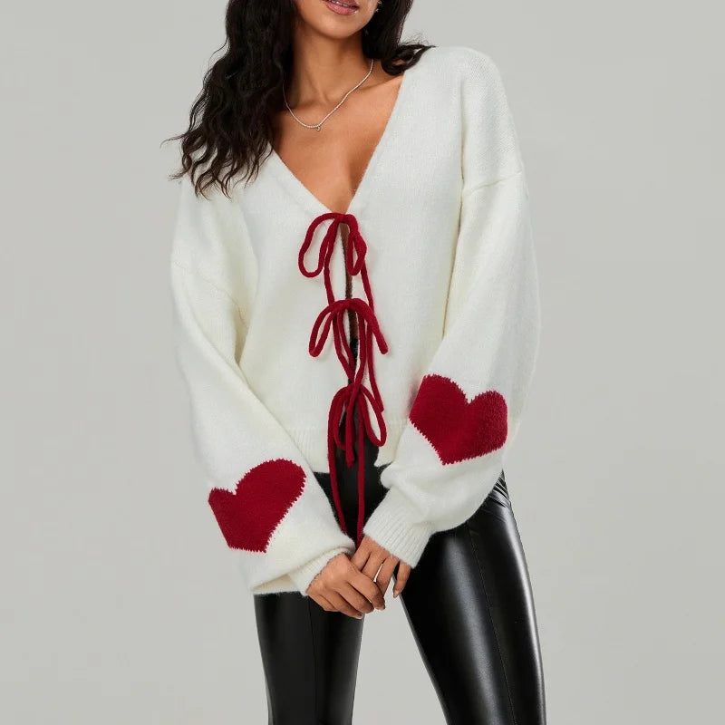 Valentines Day Sweater Clothes Women Heart Print