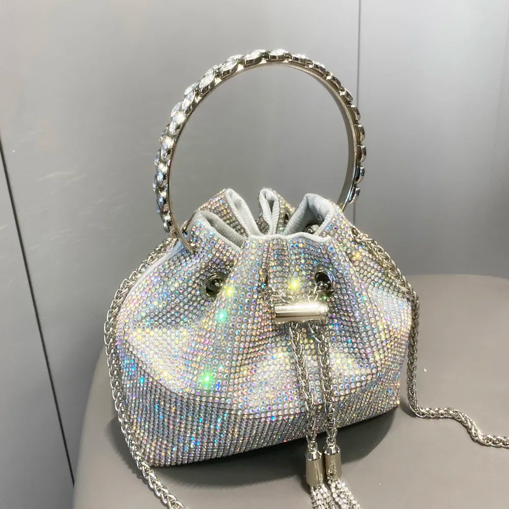 purses and handbags bags for women luxury Designer bucket clutch purse evening banquet bag Crystal rhinestone shoulder bags